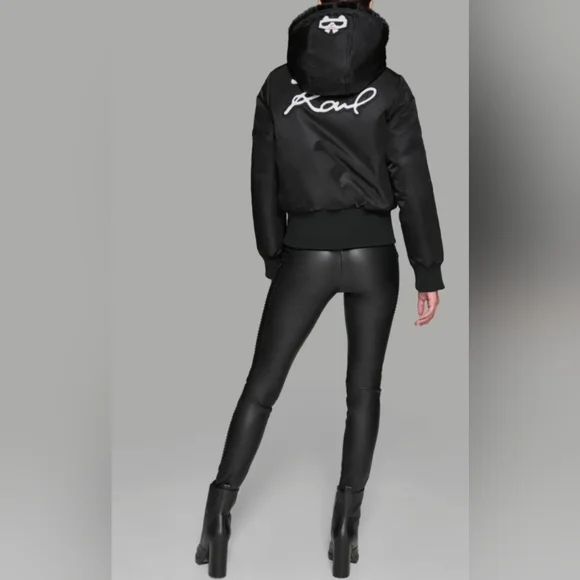 Karl Lagerfeld Hooded Puffer Jacket NWOT - Picture 2 of 10